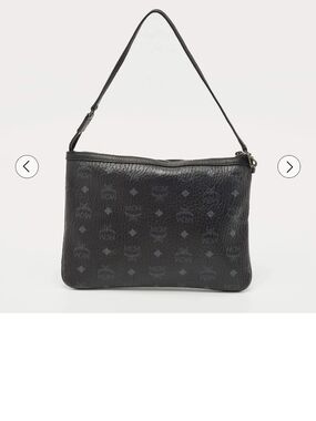 MCM Black Visetos Coated Canvas Slim Shoulder Bag Authentic Womens